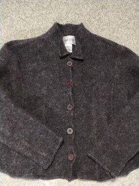 Vintage David Hollis 100% Boiled Wool Cropped Jacket Gray Womens XL